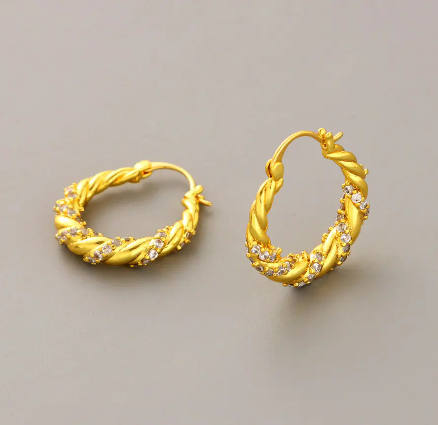 French Vintage Enamel Spiral Earrings for Women
