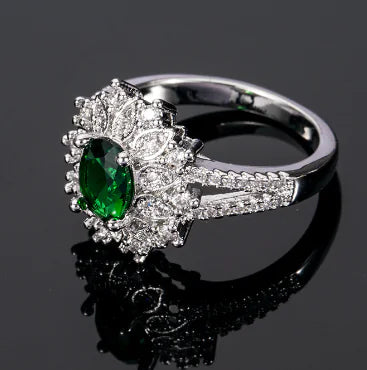 Green Zircon Decorative Ring Jewelry