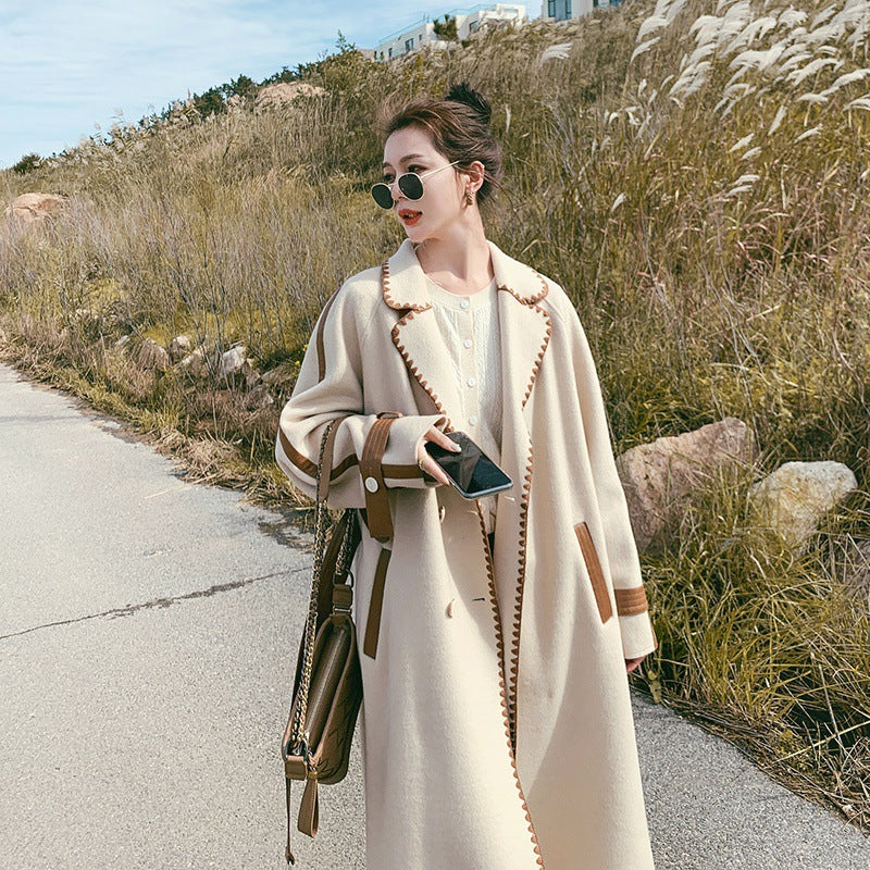 Women's Black Long Trench Coat Fashion Jacket