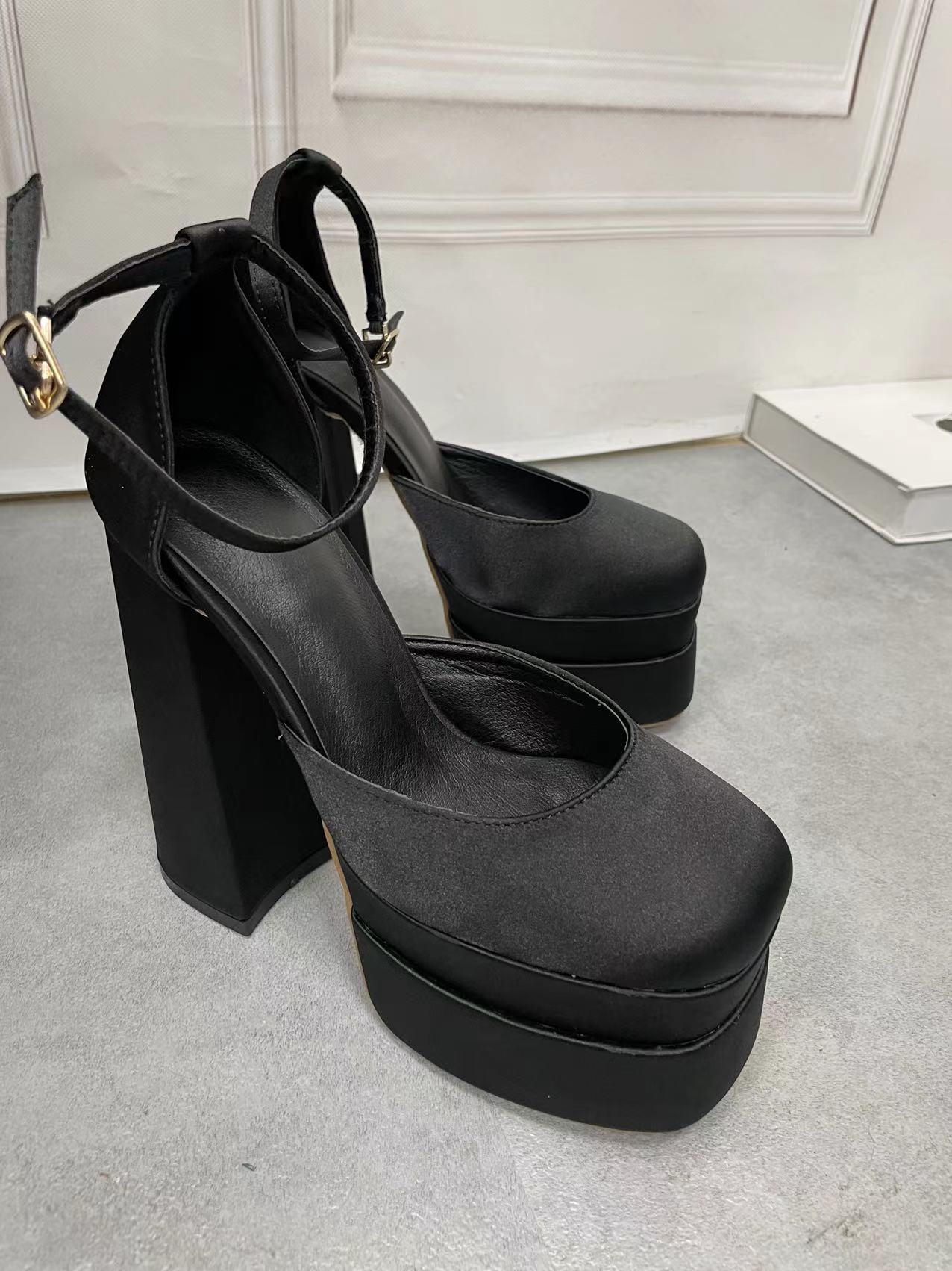 Summer Chunky Heels Women's Satin Open-Toe Sandals