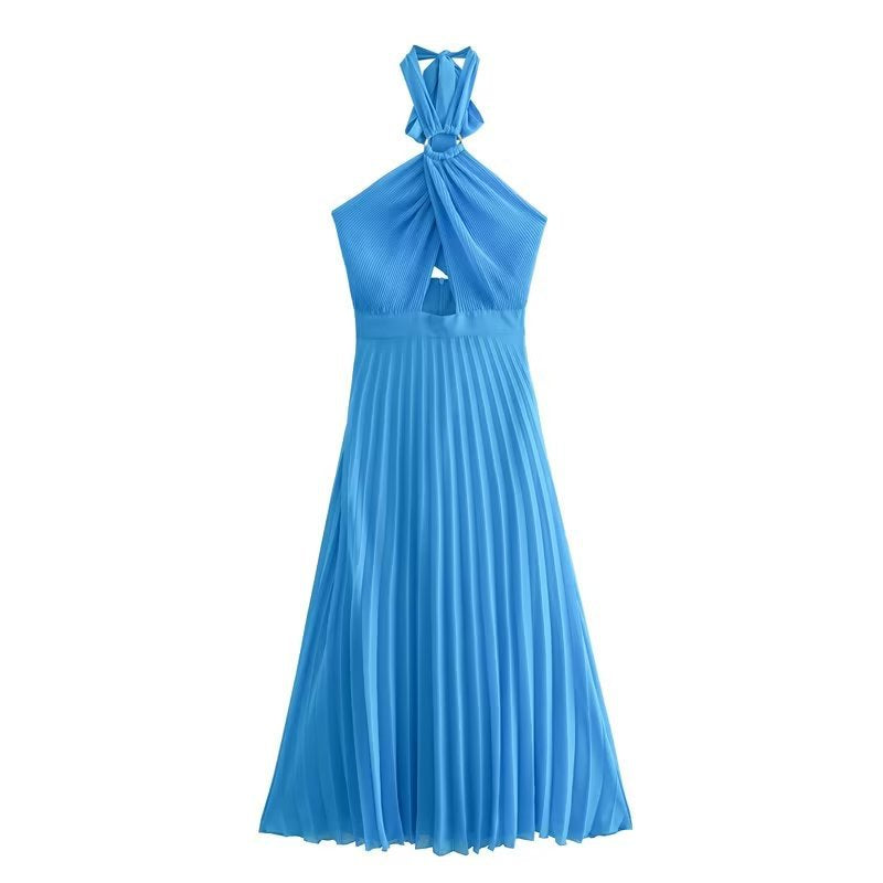 Summer Women's Dress with Ruffled Neckline