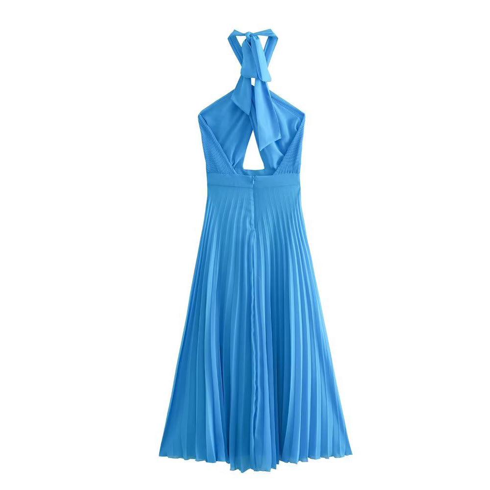 Summer Women's Dress with Ruffled Neckline