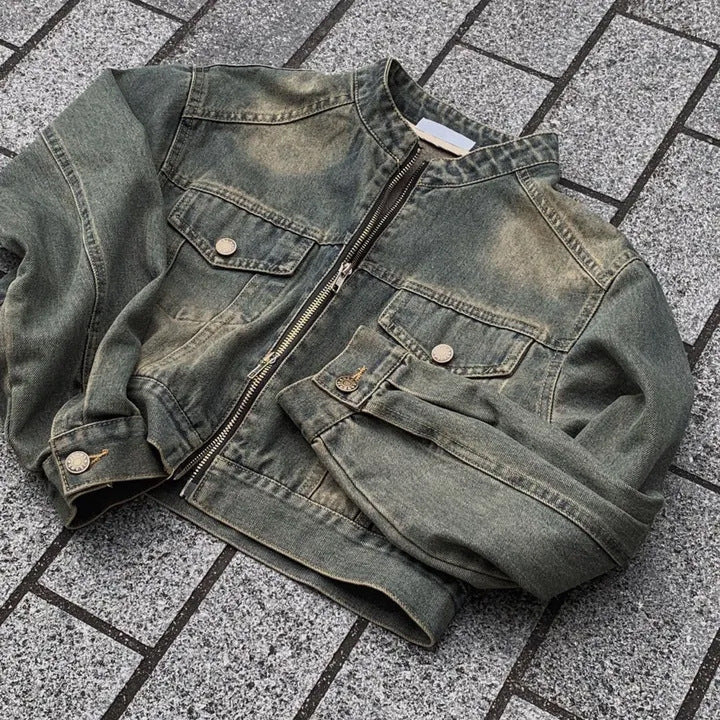Loose All-matching Short Long Sleeve Denim Coat