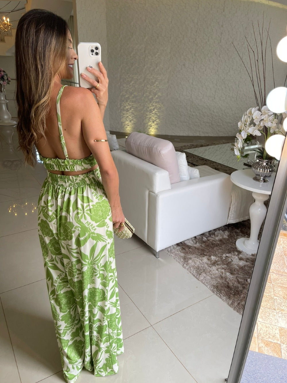 Summer Sexy Printed Cami Bra and Pants Set