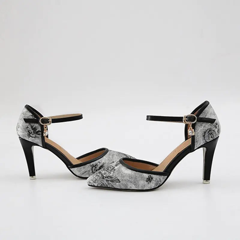 Fashionable Floral Pointed High Heels and Sandals