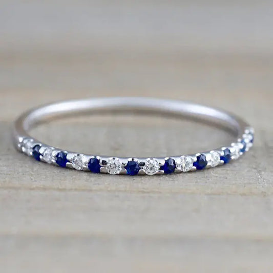 Sapphire Inlay Ring, Midi Ring, Jewelry