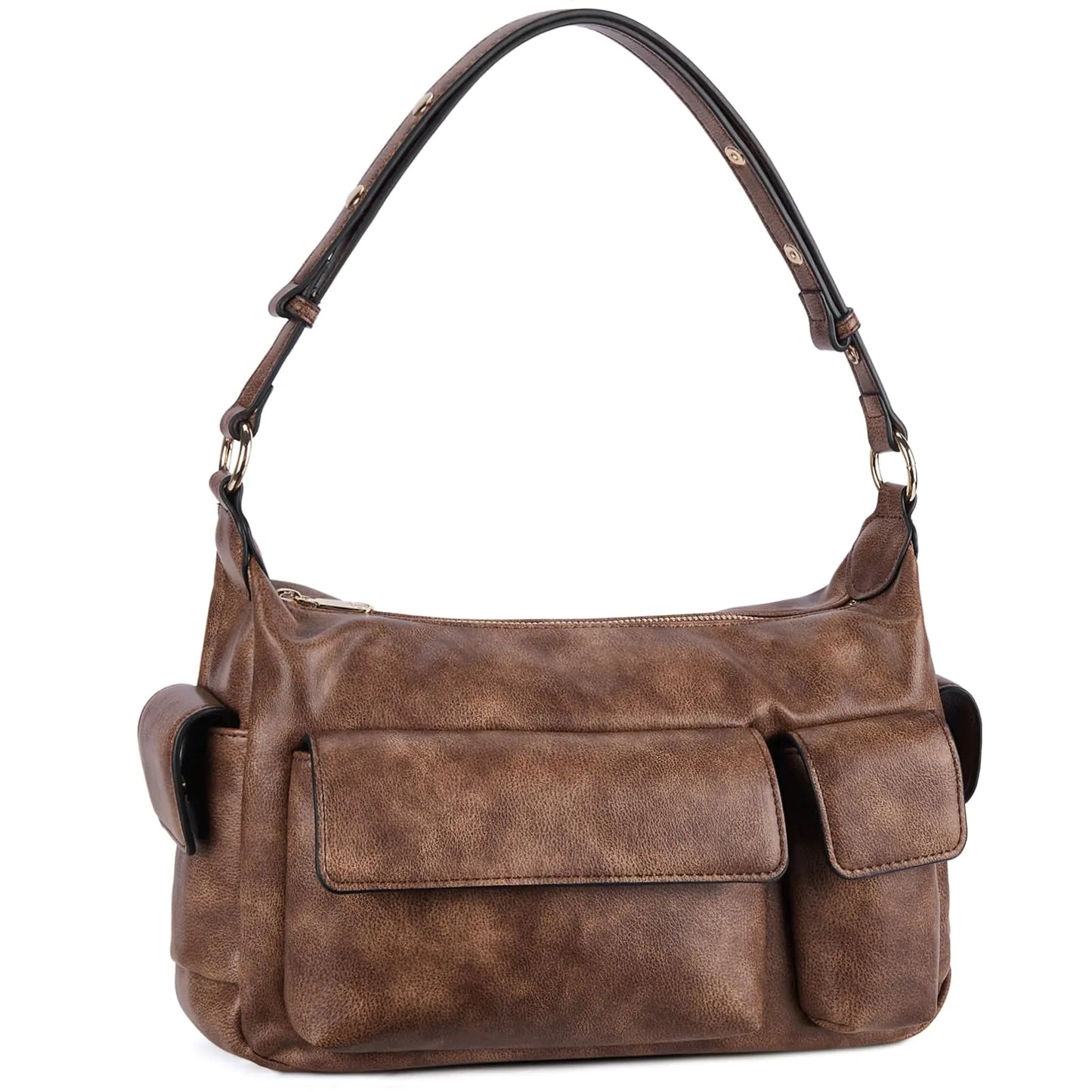 Trendy Y2K Shoulder Purses for Women. Multiple Pockets Vegan Leather Hobo Handbag