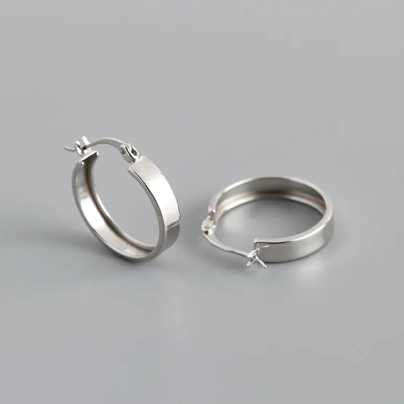 Simple Round Wide Flat Bottom Earrings for Women