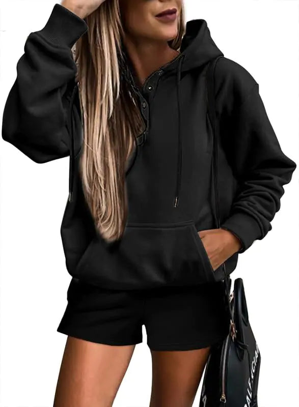Women 2 Piece Lounge Set Fall Outfits. Fleece Oversized Crewneck Sweatshirt and Loungewear Shorts, Casual Cozy Macthing Tracksuit Set