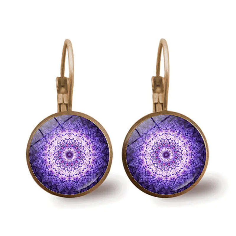Vintage Yoga Mandala Flower Earrings for Women