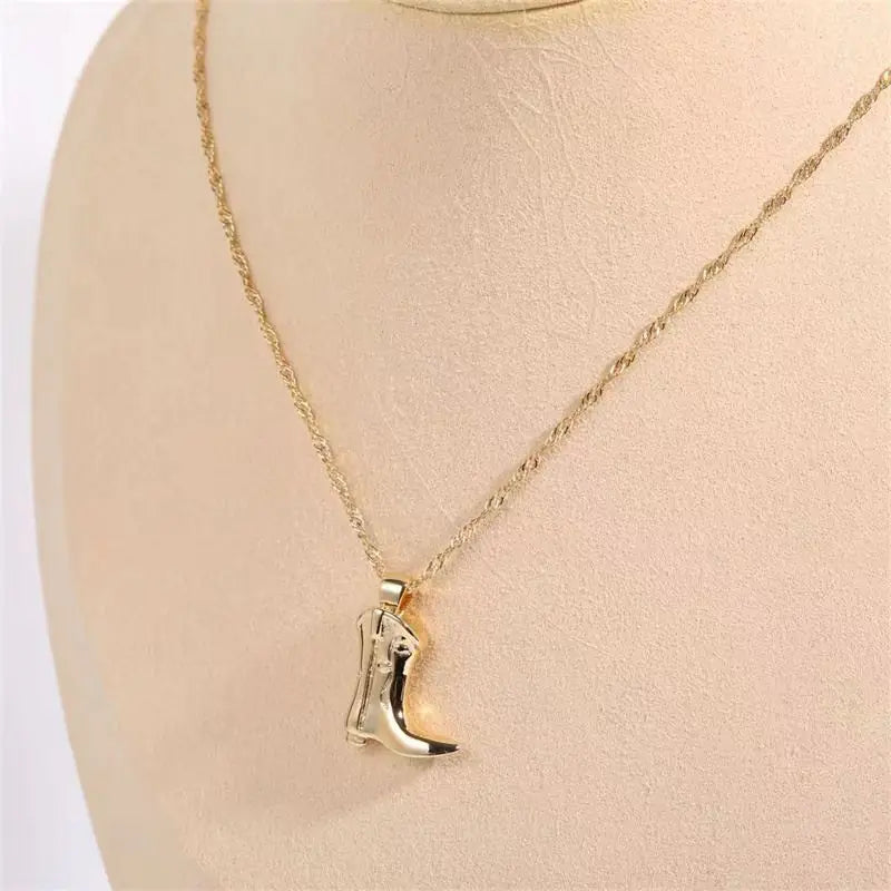 Classic Denim Boots Pendant Necklace for Women
