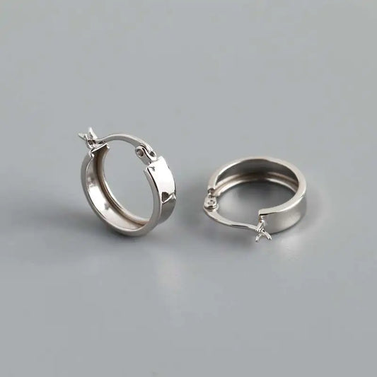 Simple Round Wide Flat Bottom Earrings for Women