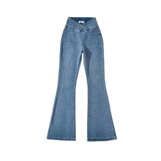 American Retro High Waist Irregular Denim Pants for Women