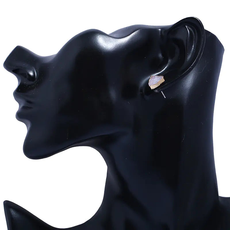 Geometric Natural Stone Triangle Earrings for Women