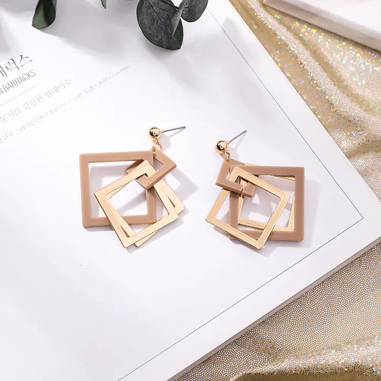 Geometric Square Acrylic Earrings for Women