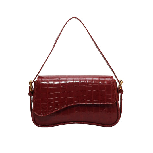 Womens Crescent Shoulder Bags. Retro Y2k 90s Hobo PU Leather Handle Underarm Clutch Purses - Cherry Red Hand Bags