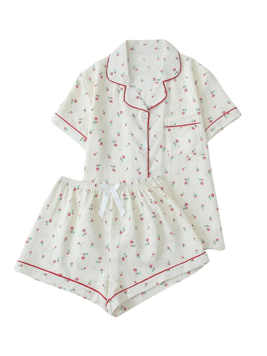 Verdusa Womens 2 Piece Pajama Sets. Cute Button Down Shirts and Shorts Sleepwear