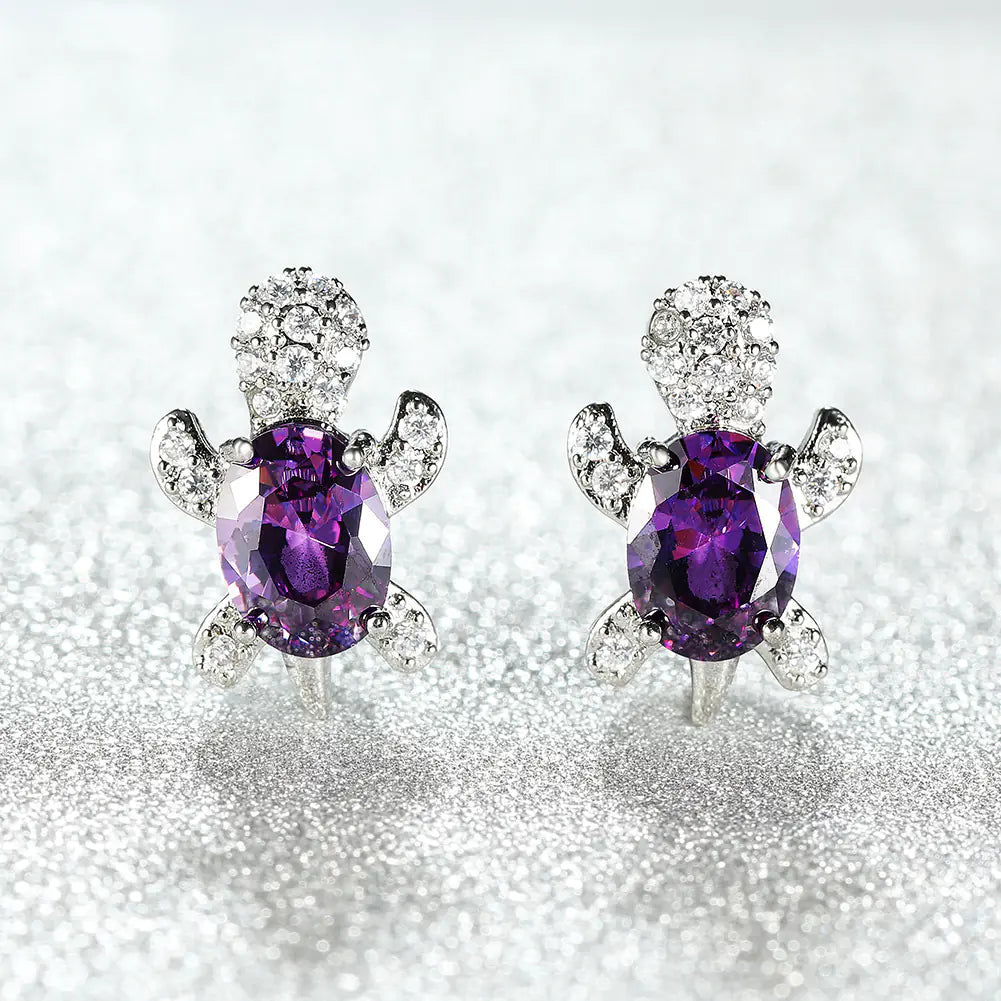 Creative Turtle Zircon Earrings for Women (Animal Design)