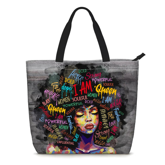 African American Tote Bags for Women. Black Girl Magic Shoulder bags For Work Gym Shopping Beach