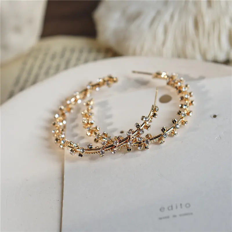 Rhinestone Wrapped Big Earrings for Women