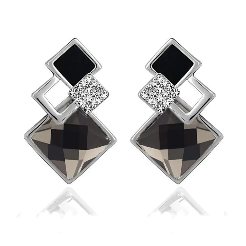 Korean Style Square Crystal Earrings for Women