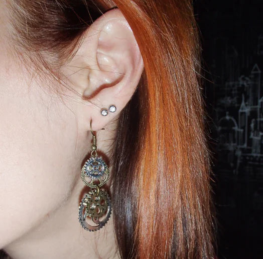 Gear Pointer Drop Earrings - Jewelry Accessories