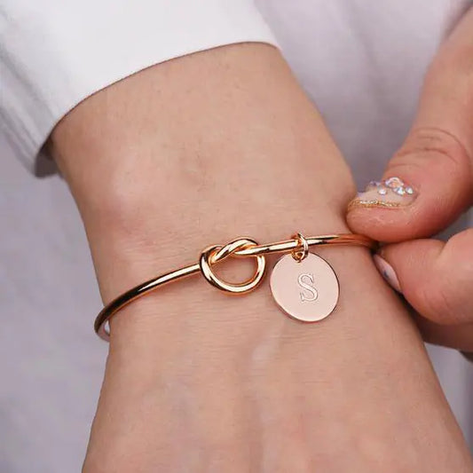 Alloy Love Knot Letter Bangle Bracelet