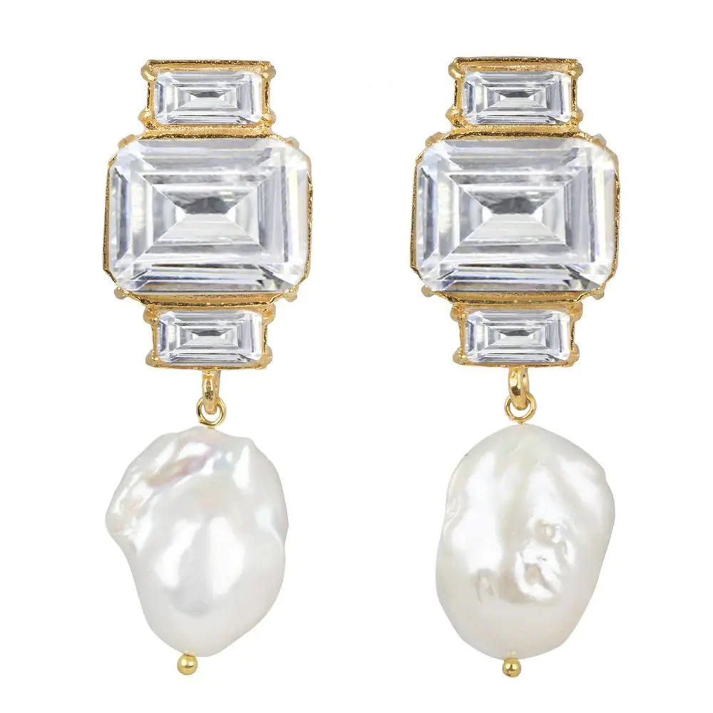 Fashionable Geometric Pearl Tassel Earrings for Women
