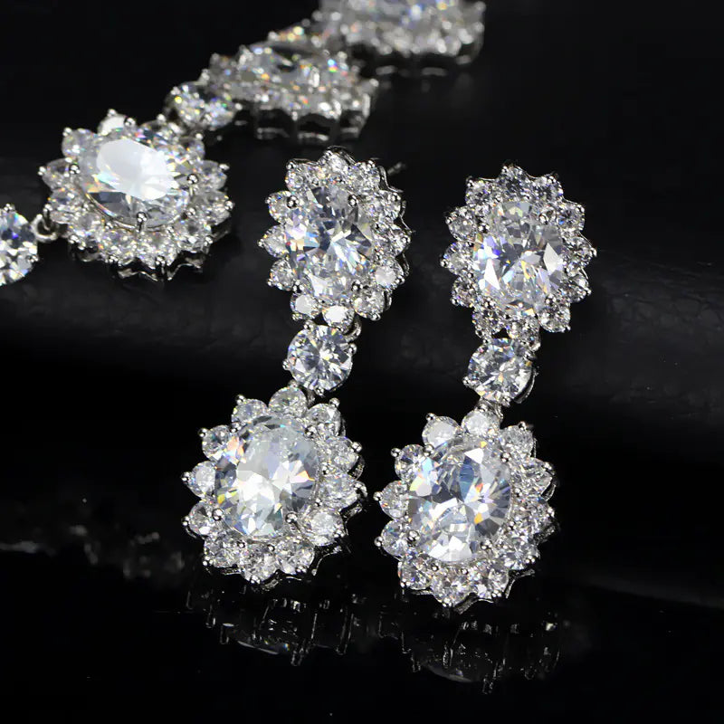 Luxury Jewelry Set with AAA Zirconia Earrings and Necklace