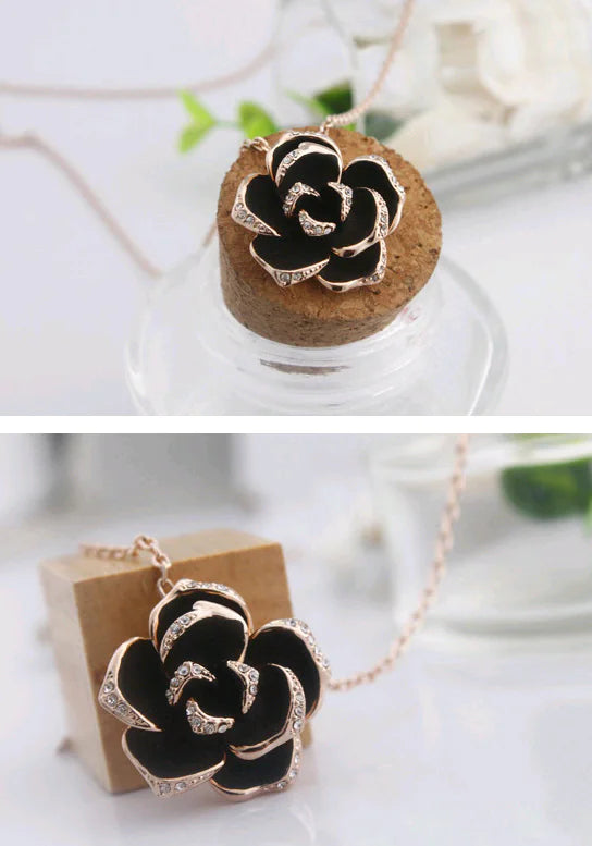 Camellia Earrings, Necklace, and Ring Jewelry Set