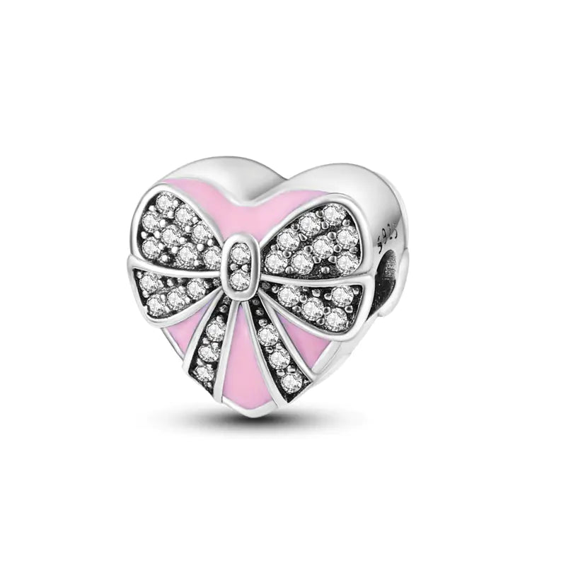 S925 Silver Plated Heart Bead Charm Bracelet Necklace