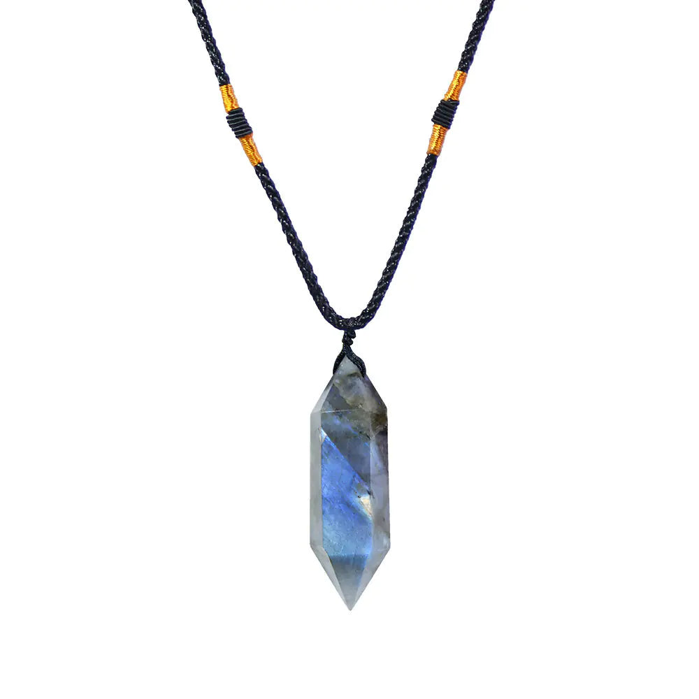 Natural Labradorite Moonstone Hexagonal Pendant Jewelry