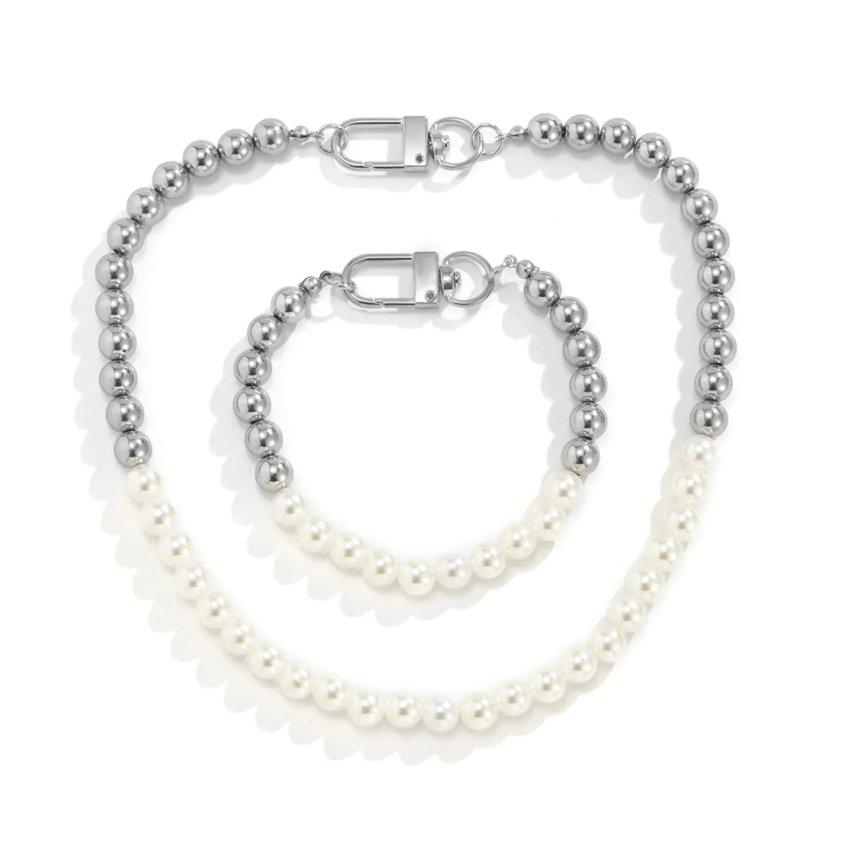 Minimalist Pearl Necklace and Bracelet Set for Men and Women