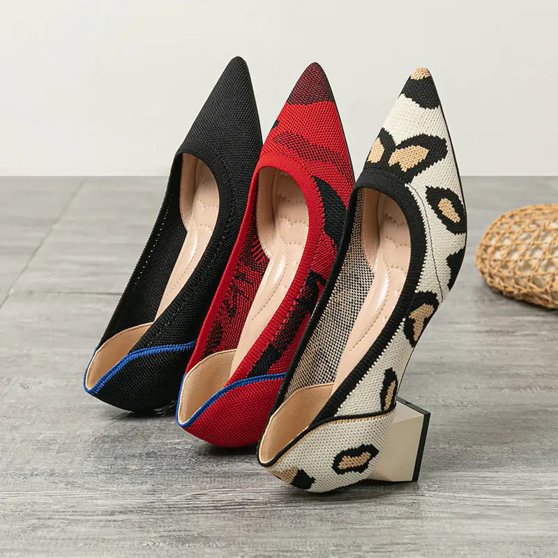 Women's Breathable Woven Pointed High Heels Shoes