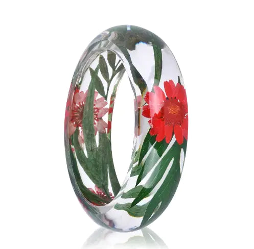 Dried Flower Resin Bracelet Bangle Jewelry for Women