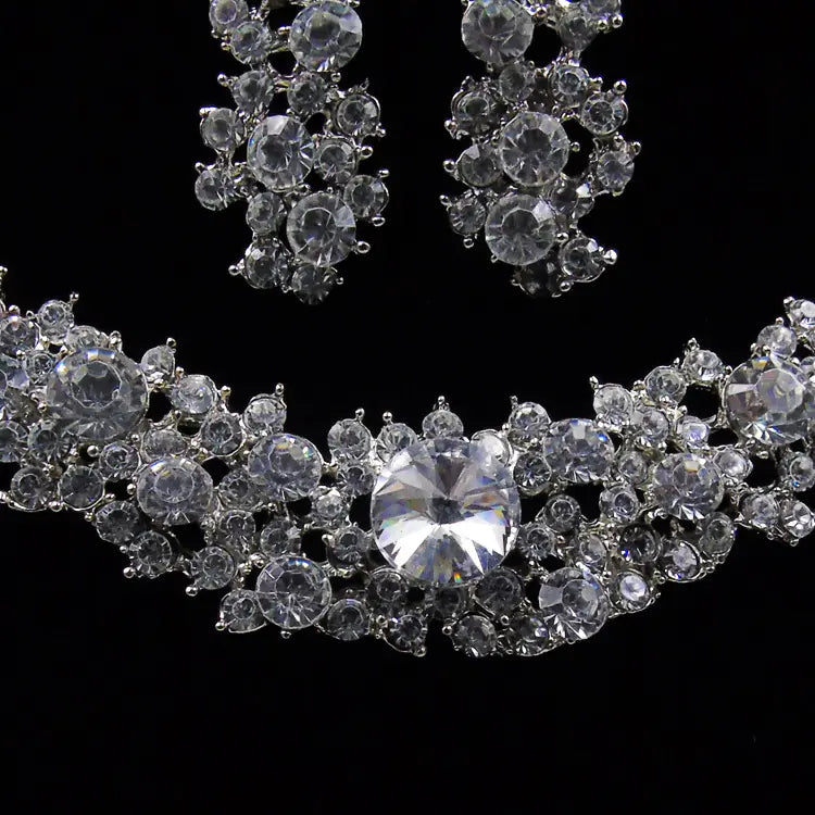Bridal Jewelry Set: Earrings & Necklace with Diamonds
