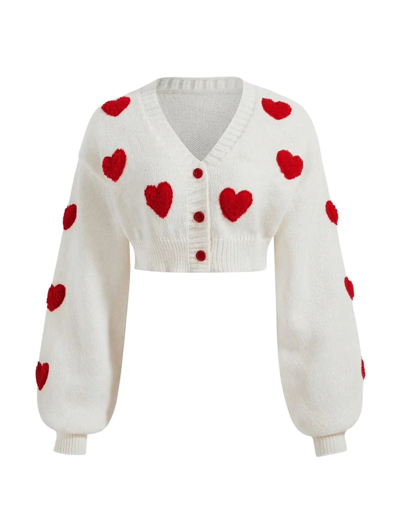 Womens Cherry Button Up Cropped Cardigans. Long Sleeve V Neck Coquette Sweaters