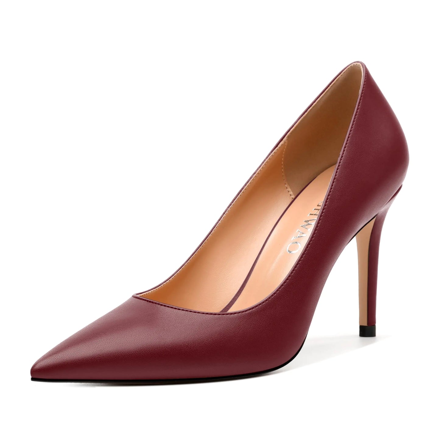 Pointed Closed Toe Stiletto High Heels. Fashion Solid Matte Shoes for Women, Burgundy Matte, Size 6.5