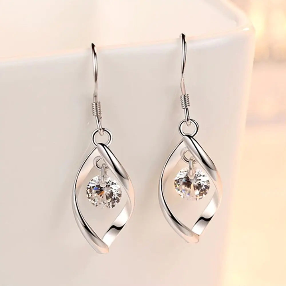 New Silver Twisted Diamond Earrings for Women