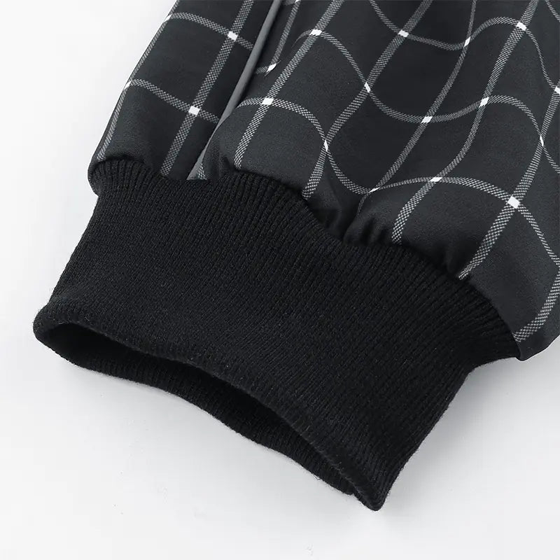 Reflective Color Block Plaid Jogger Pants for Women