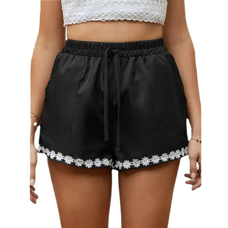 Lace Loose Elastic Tie Hot Pants for Women