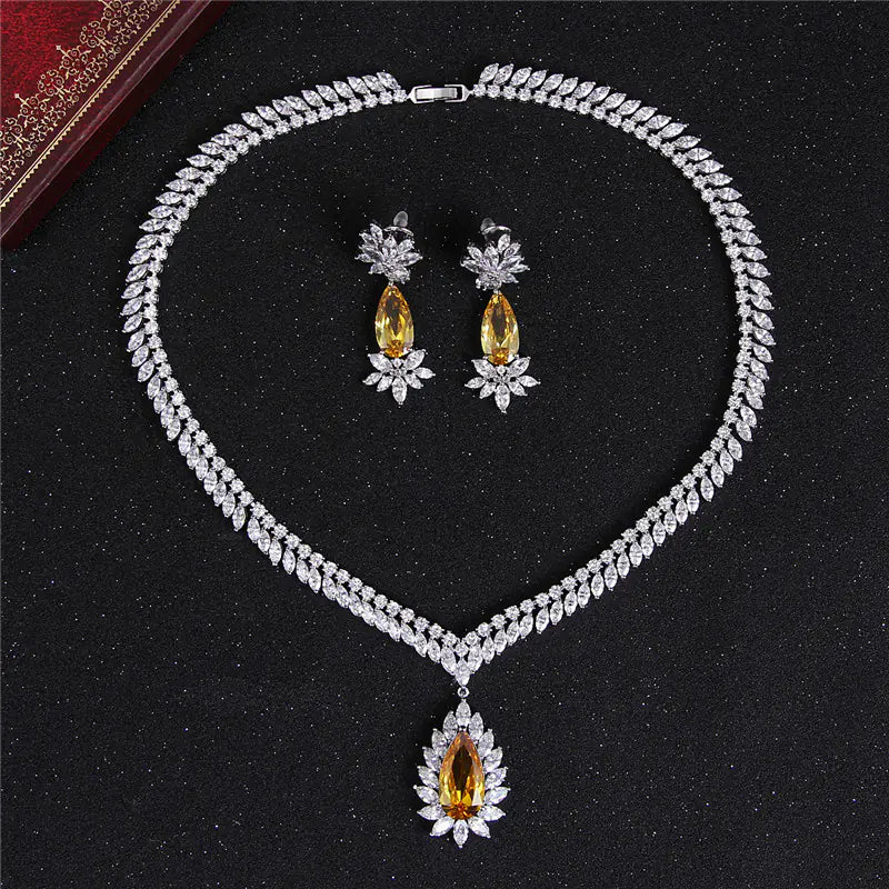 Bridal Necklace Set with AAA Zircon Earrings