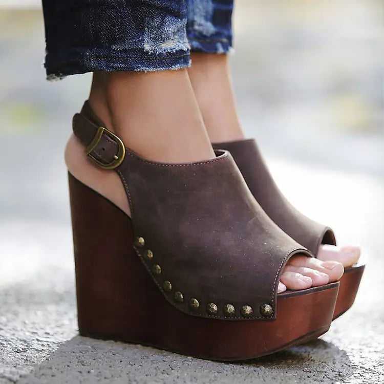 Wedge Sandals with Strap, Plus Size High Heels