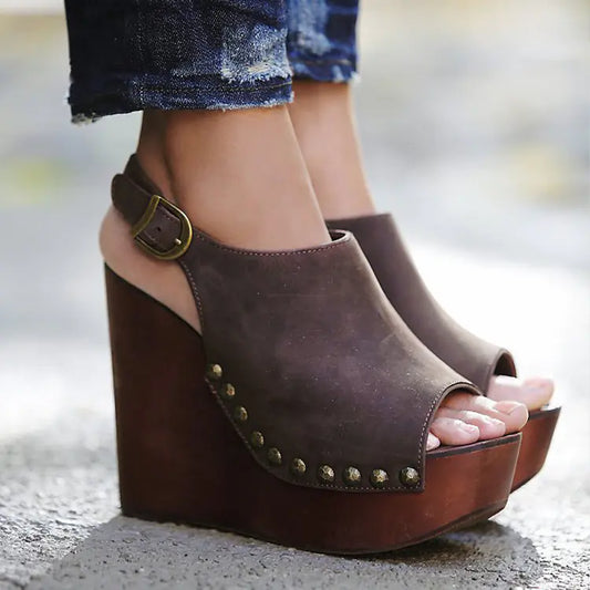 Wedge Sandals with Strap, Plus Size High Heels