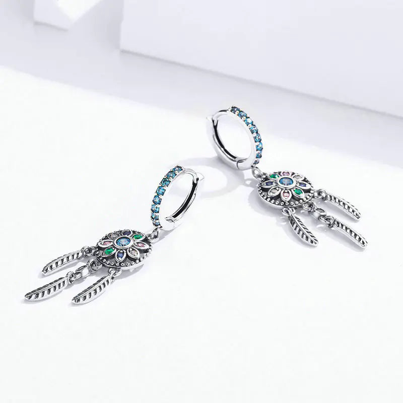 925 Silver Dreamcatcher Earrings for Women SCE713