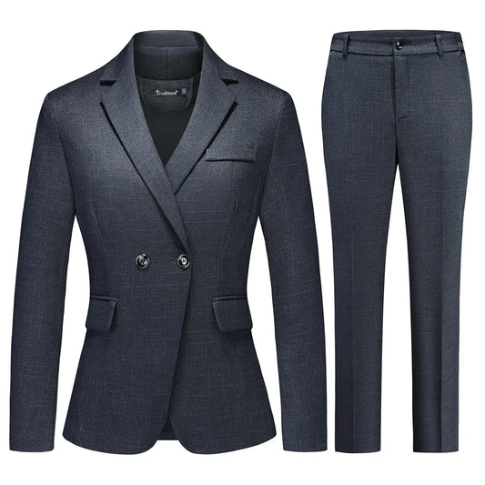 Womens Plaid 2 Piece Set Suit. Work Blazer Pants Suiting for Office Outfits