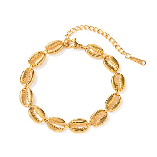 18K Gold Hollow Shell Bracelet for Women
