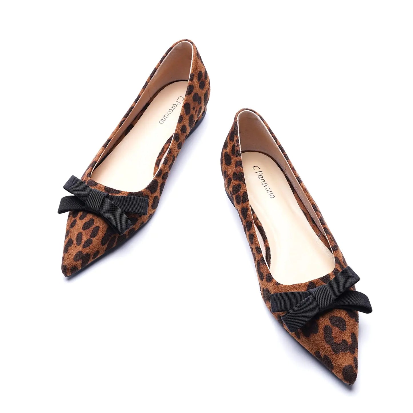 Pointed Toe Leopard Flats for Women. Pumps Slip on Ballet shoes