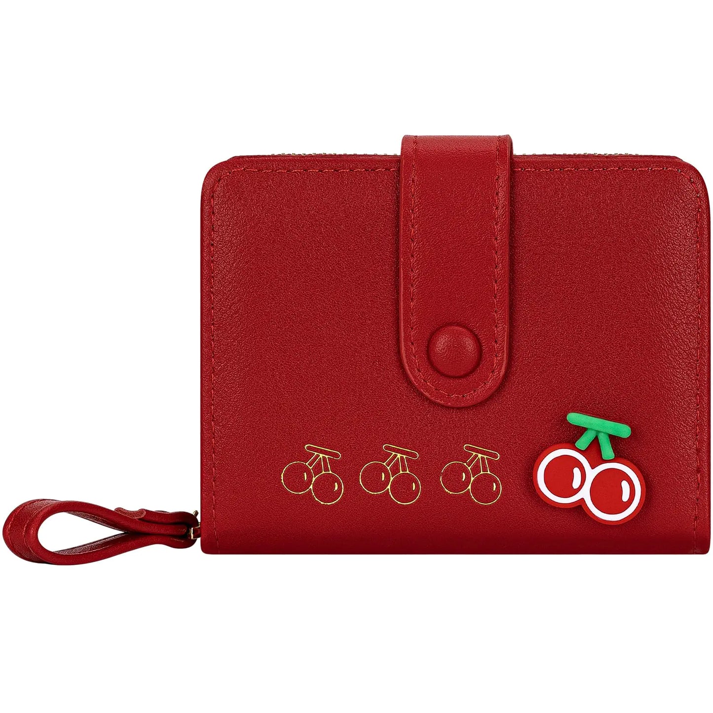 Small Leather Bifold Cute Wallet with Zipper. Coin Pocket purses for Women