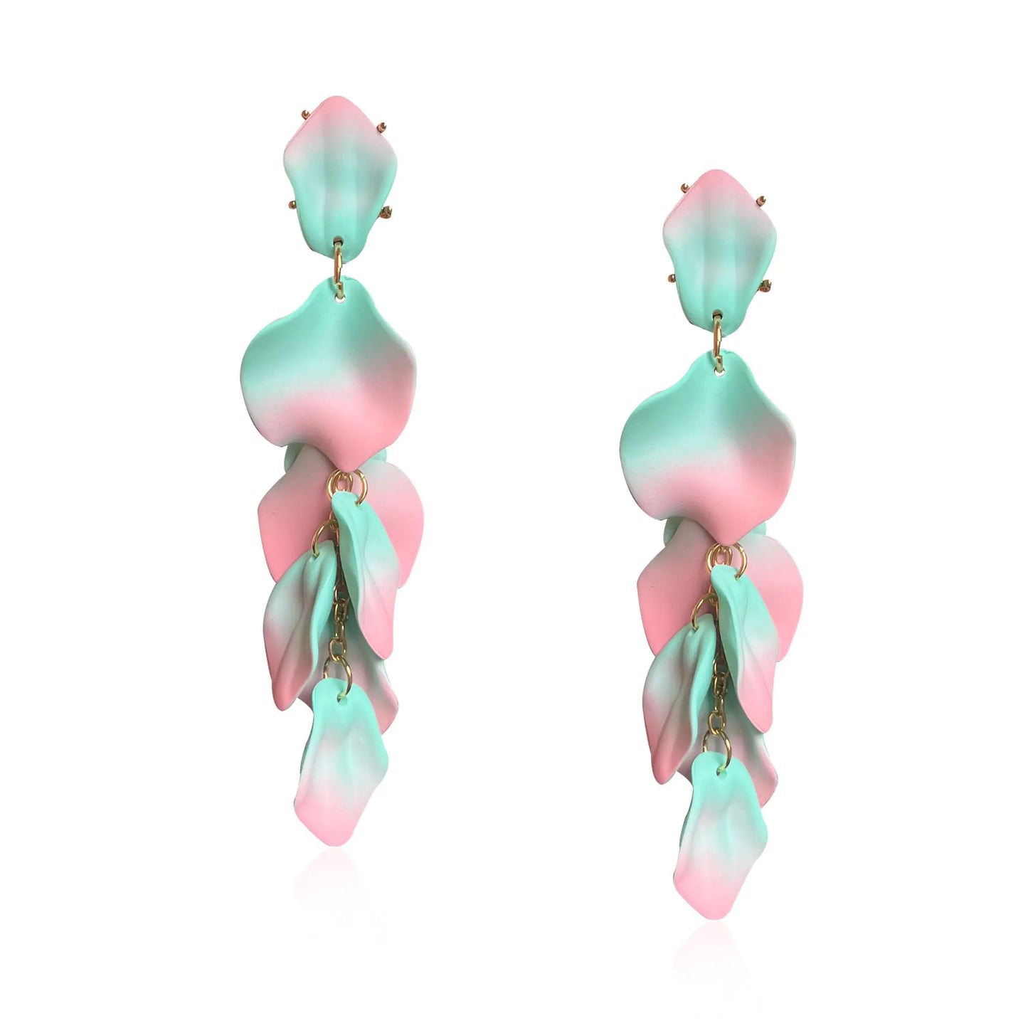 Long Acrylic Rose Petal Earrings. Dangle Exaggerated Flower Drop Statement Floral Tassel Earrings for Women, Party Daily Wear